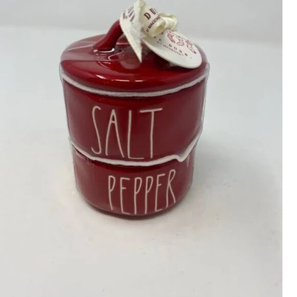 Rae Dunn Red Salt & Pepper Stackers, Salt & Pepper Cellar, Rae Dunn - Picture 1 of 6